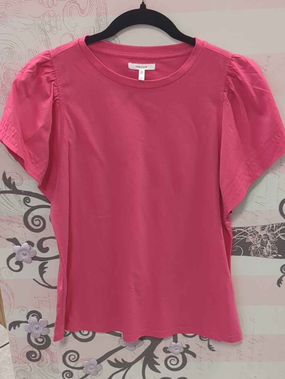 Maurices Hot Pink Puff Sleeve Crew Tee
